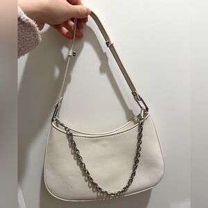 White Shoulder Mini Bag With Chain